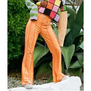 The Ragged Priest Orange Freedom Pants XS Y2K Flare Leg Streetwear Festival